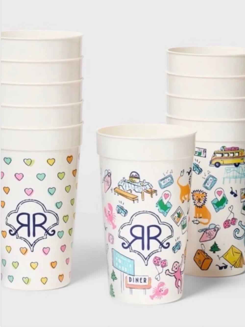 Roller Rabbit x Target 10ct Souvenir Cups Disco Hearts Road Trip NEW 🩷🧡💛💚🩵